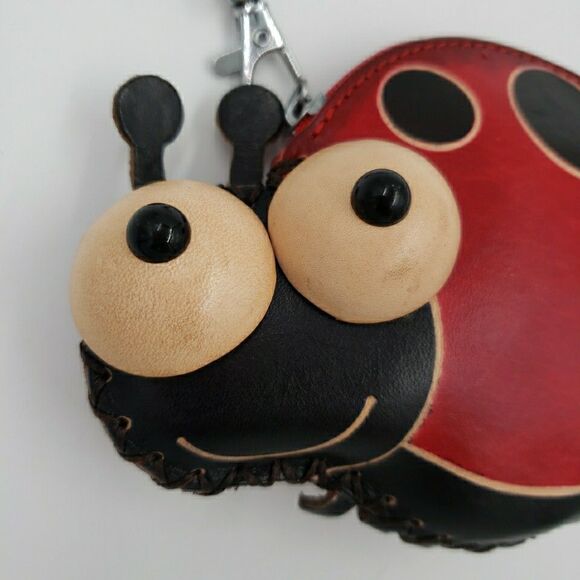 Kawaii Ladybug Leather Coin Purse Lucky Wallet Wristlet Bag Charm Change Pouch - Picture 12 of 13